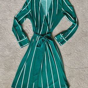 Gorgeous Ann Taylor green & white striped wrap dress- size 12